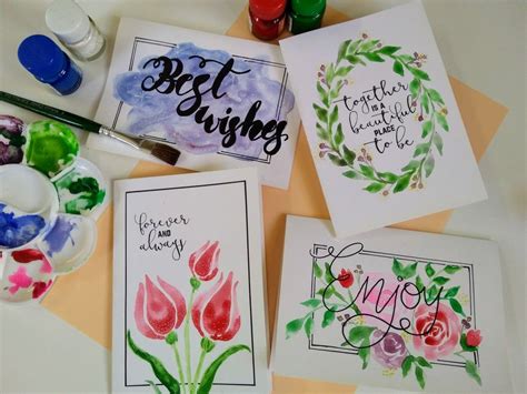 Fill up your card with patches of the colours you chose, colouring lightly and in one direction. Handmade watercolor greeting card | Watercolor greeting cards, Cards handmade, Create greeting cards