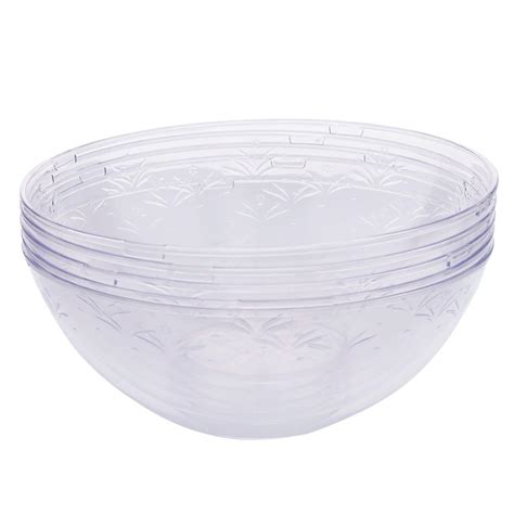 5 Disposable Salad Bowls Clear Hard Plastic Serving Bowls Soup Bbq