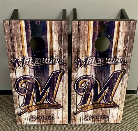 Milwaukee Brewers Cornhole Set With Bags Custom Cornhole Llc