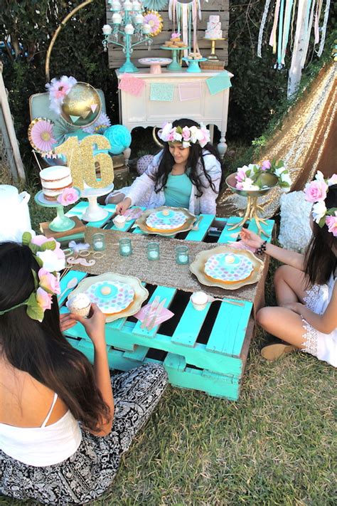 The leading sweet sixteen party themes. Boho Themed Sweet 16 Party - LAURA'S little PARTY
