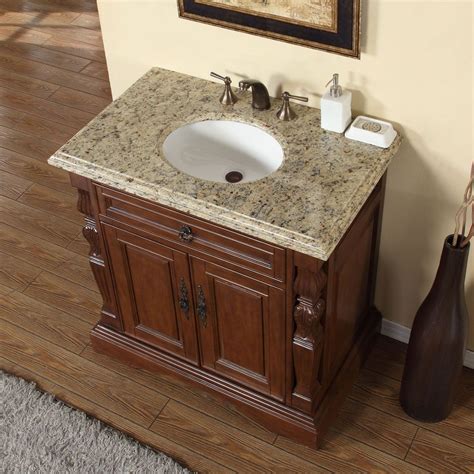 Silkroad Exclusive 36 Inch Venetian Gold Granite Stone Top Bathroom