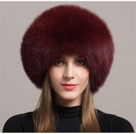 Women Real Fox Fur Hat Russian Winter Warmer Ear Cap Ushanka Cossack