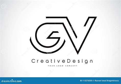 letra logo design de gv g v en colores negros ilustración del vector ilustración de alfabeto