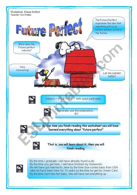 Future Perfect Simple Esl Worksheet By Mariamit Futur