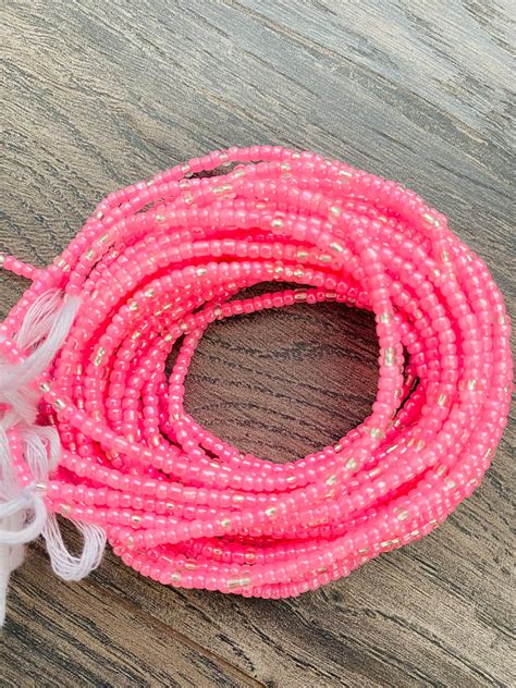 Pink And Clear African Waist Bead Belly Beads Seed Beads Ghana Waist Bead Glass Beads Africa