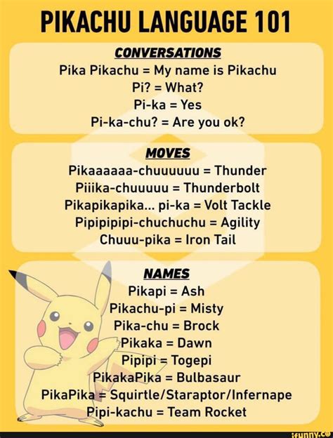 Pikachu Language 101 Conversations Pika Pikachu My Name Is Pikachu