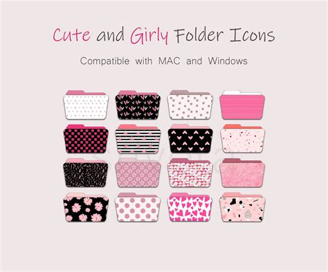 16 Cute Folder Icons For Mac And Windows Desktop Customization Etsy
