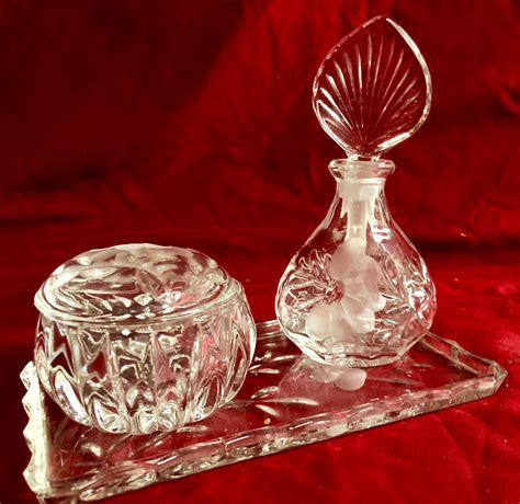 Vintage Princess House Crystal Heritage Collection 3 Piece Vanity Set