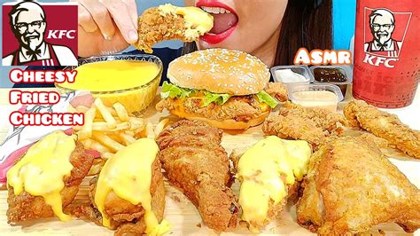 Eating Cheesy Kfc Fried Chicken Asmr Real Sounds Youtube