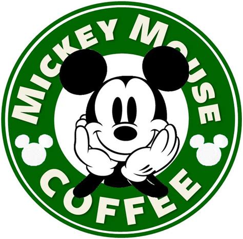 The Mickey Mouse Coffee Logo Is Green And White