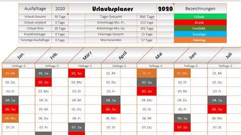 In version 2019 kommt microsofts hauseigene tabellenkalkulation excel mit verschiedenen neuen funktionen. Dynamischer Excel Urlaubsplaner 2020 - mit Feiertagen ...