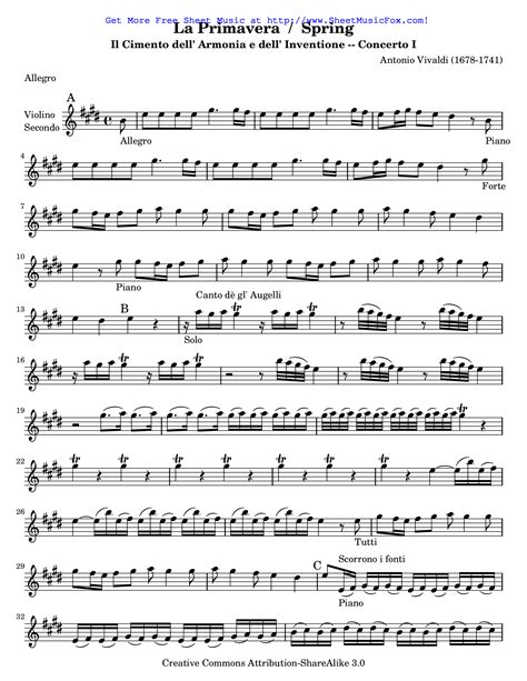 Free Sheet Music For Violin Concerto In E Major Rv 269 Vivaldi
