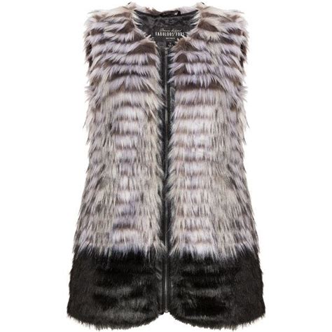 Fabulous Furs Blocked Faux Fur Leather Look Gilet 314 Liked On