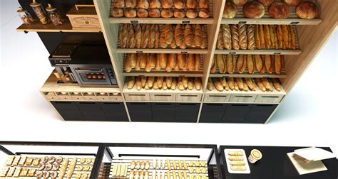 Bakery Display With Breads And Pastries 3d Model Cgtrader