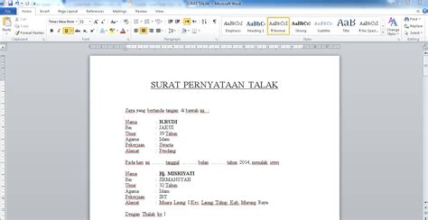 The collection that comprising chosen picture. Contoh Surat Talak Simple Suami Kepada Istri Materai 6000 ...