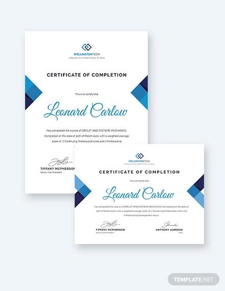 21 Course Certificate Designs And Templates Psd Ai Doc Id Pages