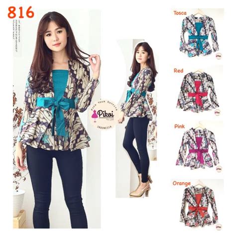816 Baju Batik Lengan Panjang / Atasan Batik Modern ...
