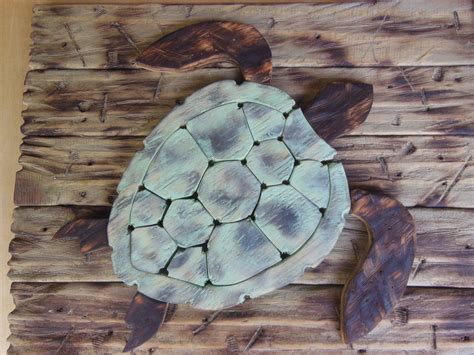 Turtle Wood Turtle Distressed Wood Turtle Nautical Etsy