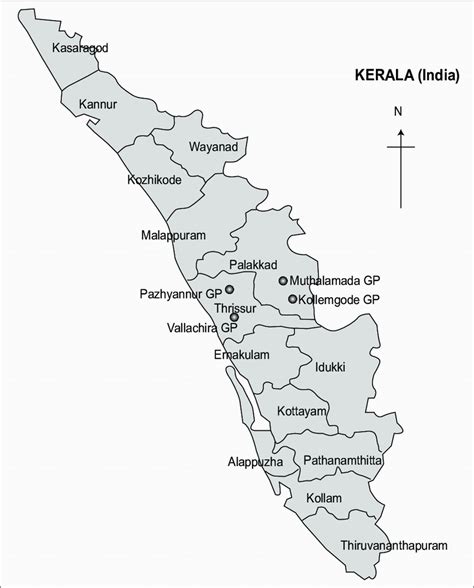 Kerala State Map With Districts Maps Kerala State Disaster