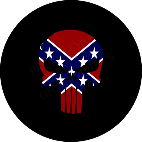 Punisher Skull Rebel Flag Spare Tire Cover