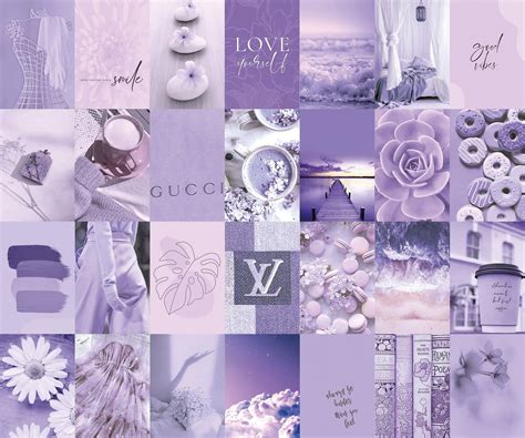 120pcs Pastel Purple Lavender Photo Collage Kit Aesthetic Etsy Uk