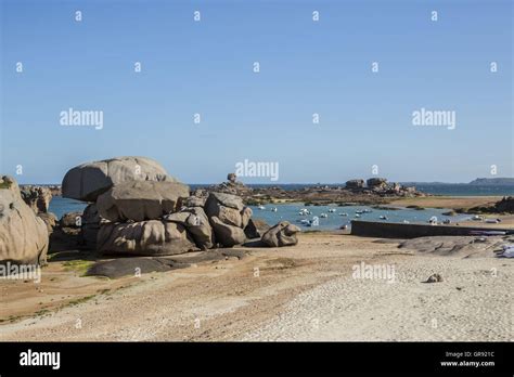 Granite Rocks On The Pink Granite Coast In Ploumanach Brittany France