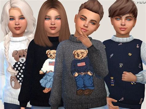 Teddy Bear Sweaters For Children Mod Sims 4 Mod Mod For Sims 4