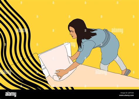 A Vector Illustration Of Cleaning Lady Making The Bed In A Hotel Stock Vector Image And Art Alamy