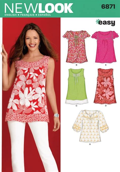 New Look Ladies Easy Sewing Pattern 6871 Summer Tops And Blouses Sewing
