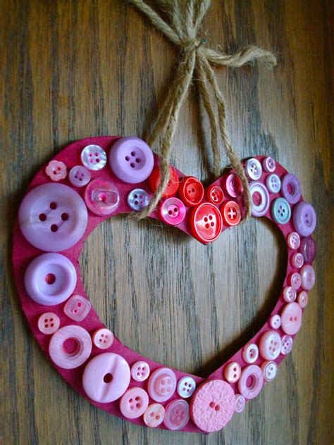 Button Valentine Heart Crafts For Kids