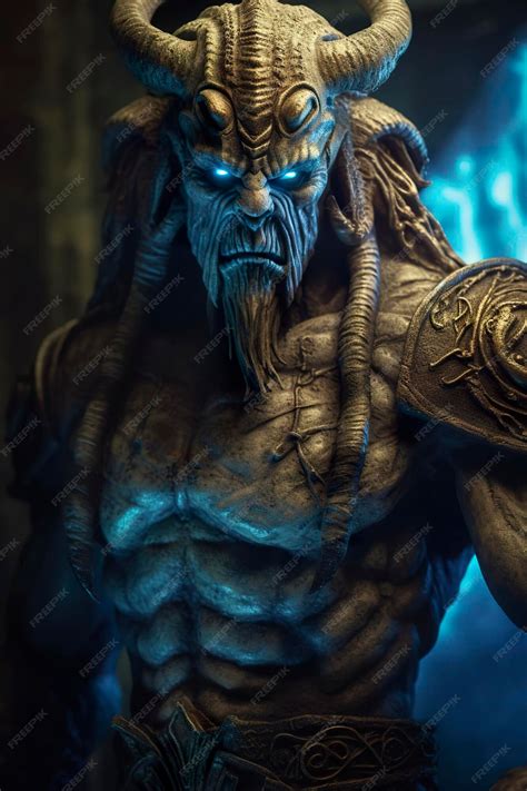 Premium AI Image | The god nemesis with blue eyes standing in front