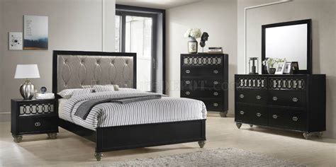 Stately and classic a black bedroom set complements any style of décor you select. Ulrik 5Pc Bedroom Set 27070 in Black & Silver by Acme w ...