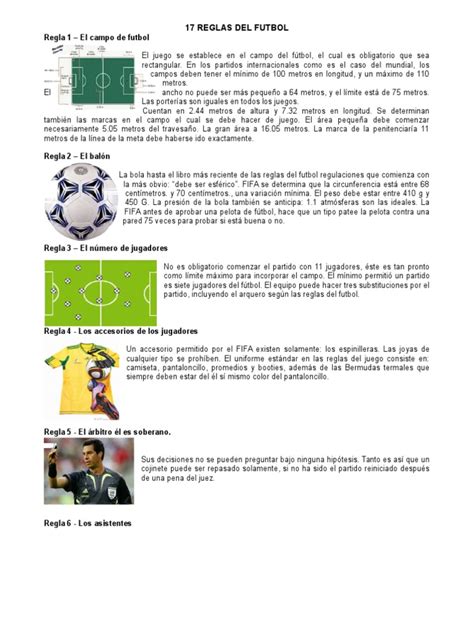 17 Reglas Del Futbol Pdf Asociación De Futbol Defensor