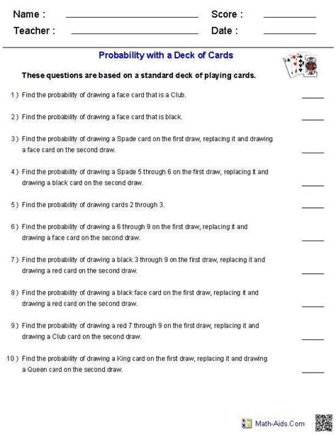 Simple Probability Worksheet 7th Grade
