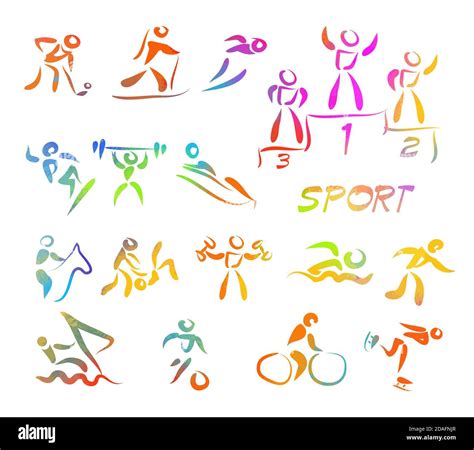 Athletes Multicolored Symbols Sport Icons Vector Illustration Stock