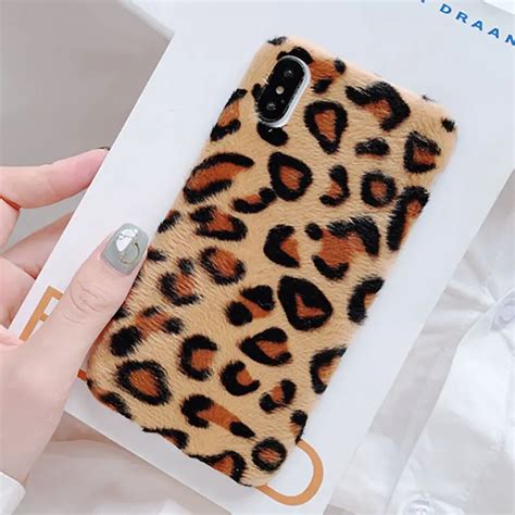 Luxury Leopard Print Hairy Push Fur Phone Case For Iphone X 10 Xs Max