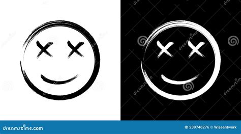 Dead Smiley Face With Crown Vector Illustration
