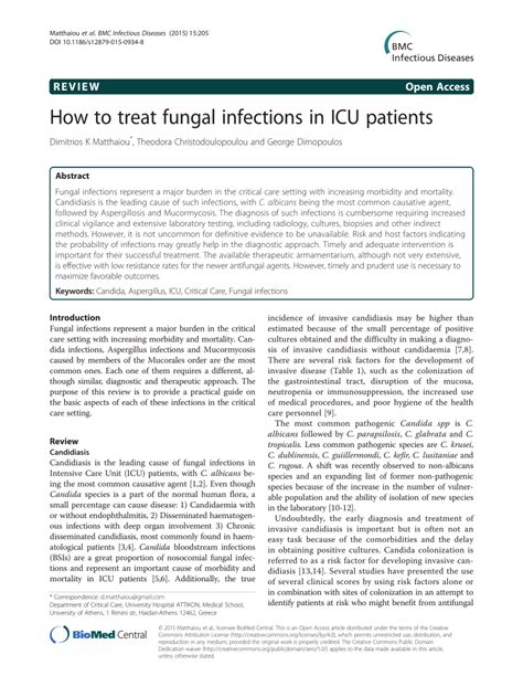 Pdf How To Treat Fungal Infections In Icu Patients