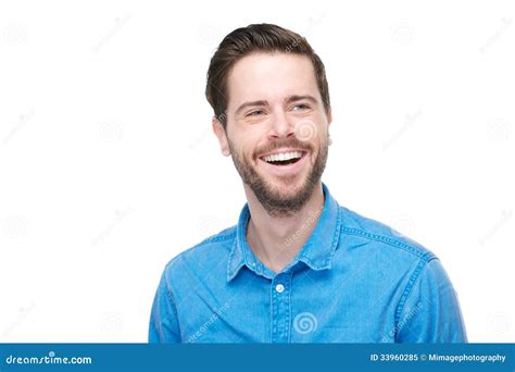 Portrait Of A Smiling Young Man With Blue Shirt Stock Image Image Of