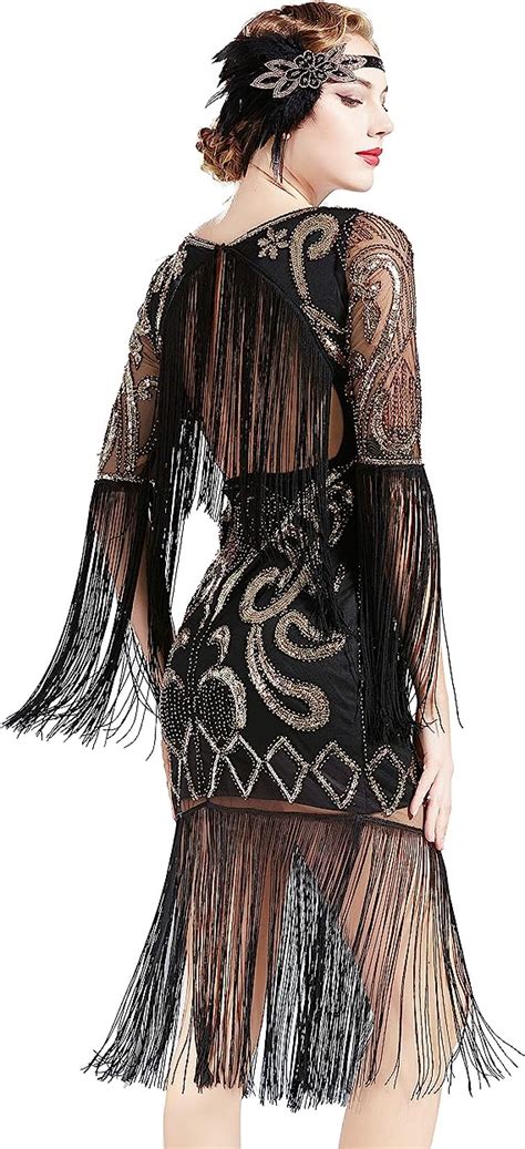 babeyond 1920s flapper dress long fringe gatsby dress roaring 20s sequin beaded dress vintage