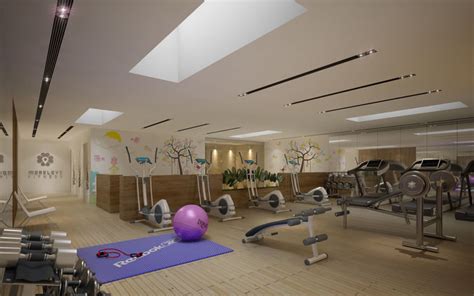 Gym Fitness Interior Design With Kids Area 3d Model Max