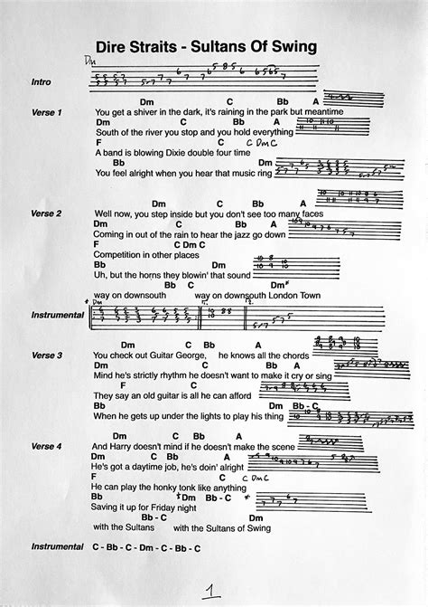 Guitar Lessons Sultans Of Swing Dire Straits Guitar Lesson And Guitar Tab