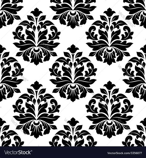 Black And White Floral Damask Pattern Royalty Free Vector
