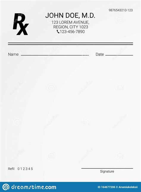 Blank Rx Prescription Form Stock Vector Illustration Of For Blank