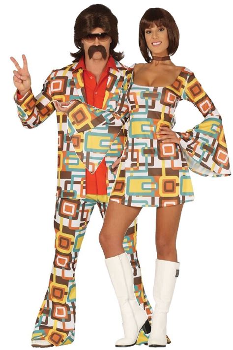 Couples Matching Ladies And Mens Retro 70s 1970s Disco Fancy Dress