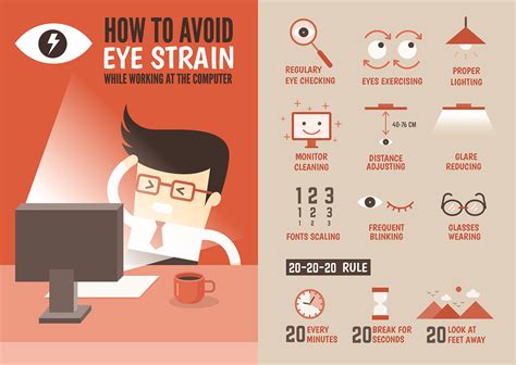 Healthcare Infographic Cartoon Character About Eyestrain Prevent Eye