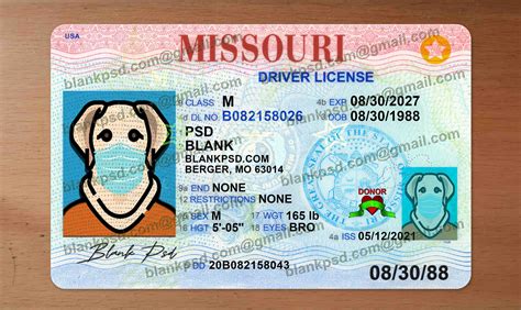 Fake Missouri Drivers License Template New V2 Blank Psd