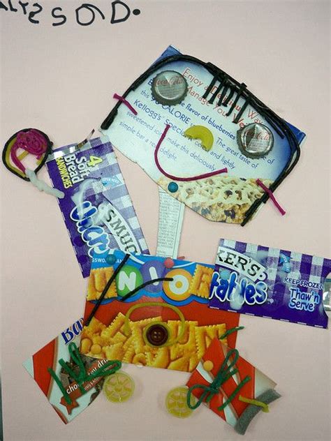 Recycled Robot Collage Scrapbook Designs Art From Recycled Materials