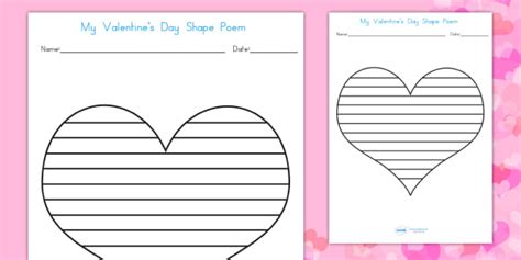 Free Valentines Day Shape Poetry Template Teacher Made