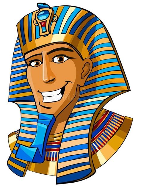 Egyptian Pharaoh Cartoon Smiling Face Of Egyptian Pharaoh On A White